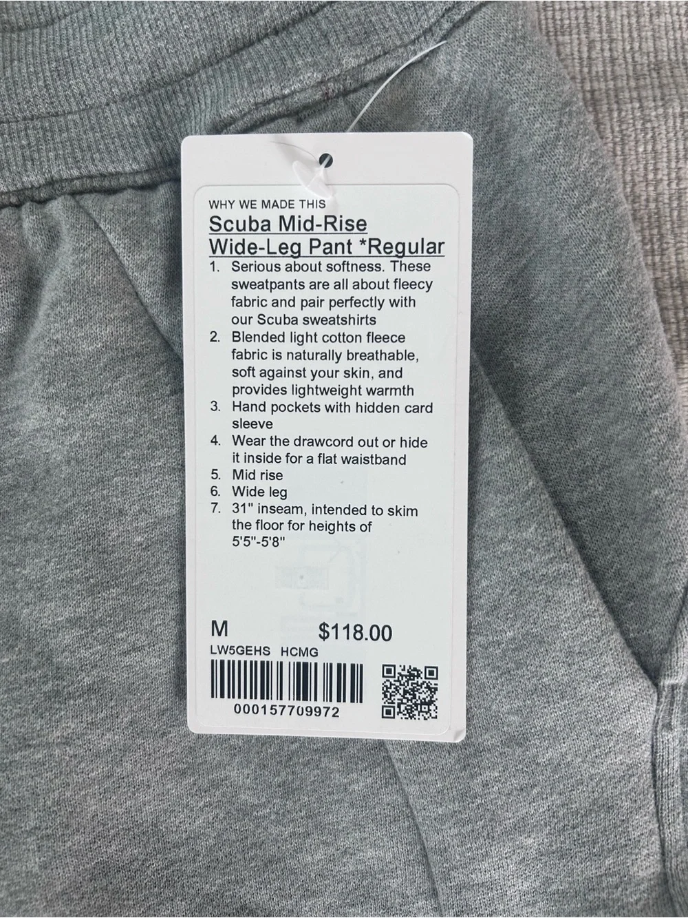 Women’s Grey Lululemon Scuba Mid-Rise Wide Leg Pant. Size M. - Picture 3 of 4